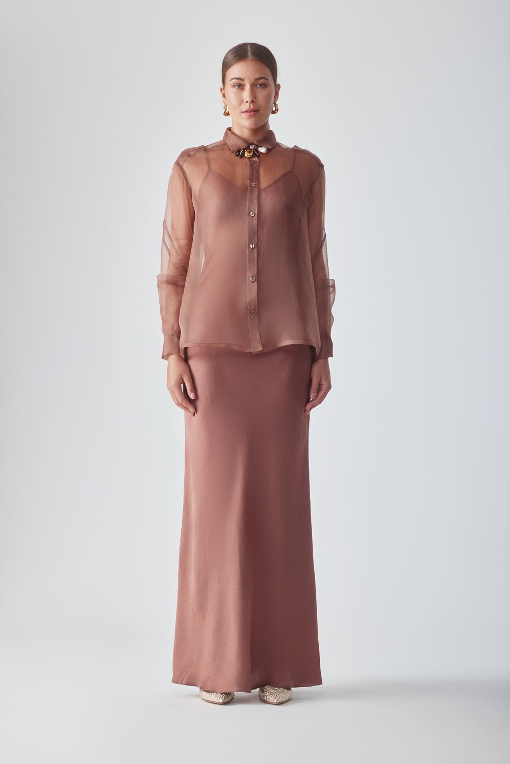 SAYA ORGANZA SHIRT - MOCHA