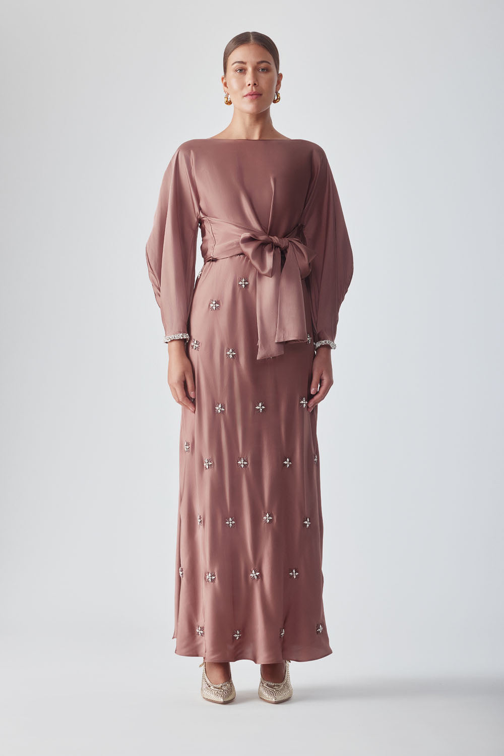 KABIRA EMBELLISHED SKIRT - MOCHA