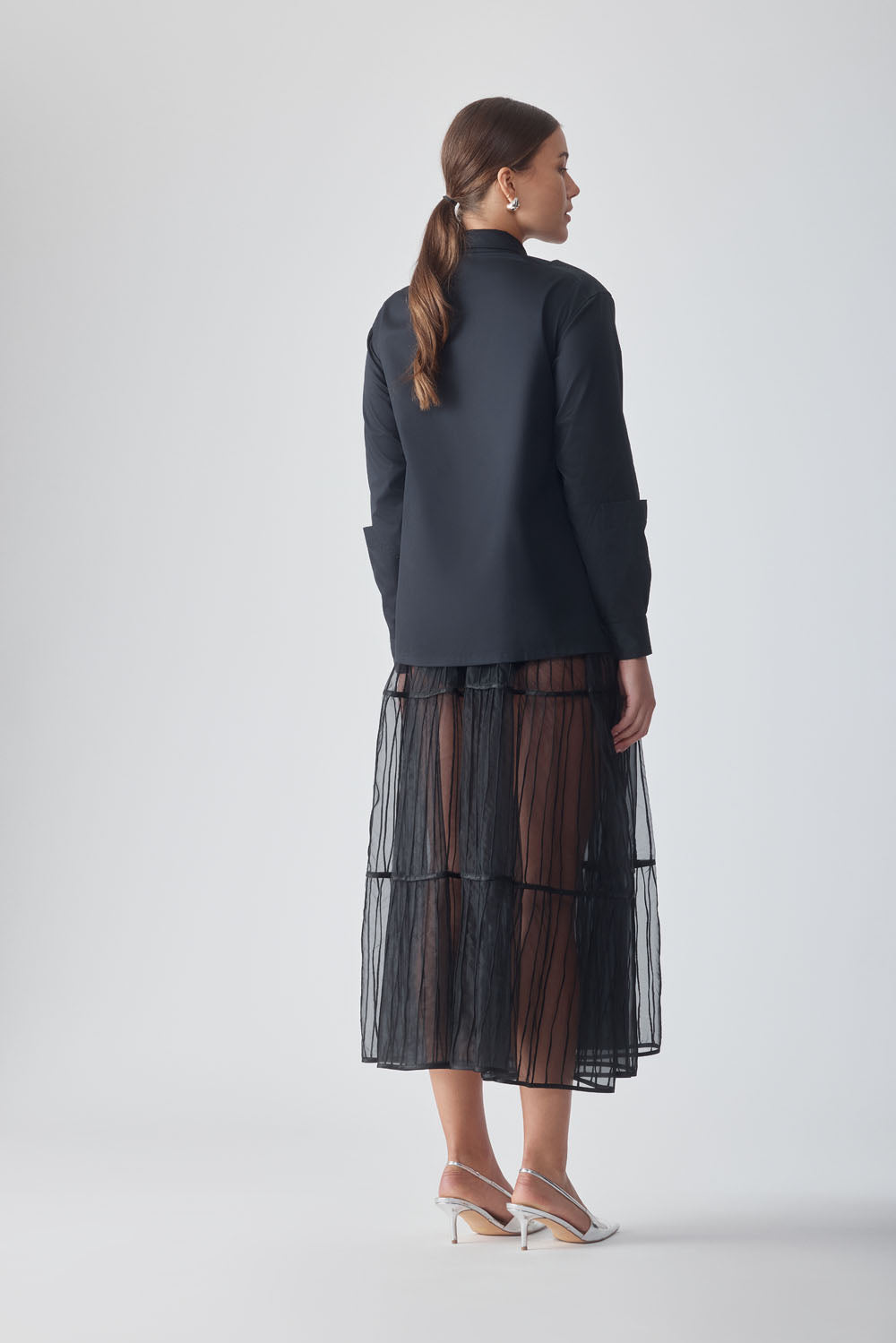 SAYA BEADED COTTON SHIRT - NOIR