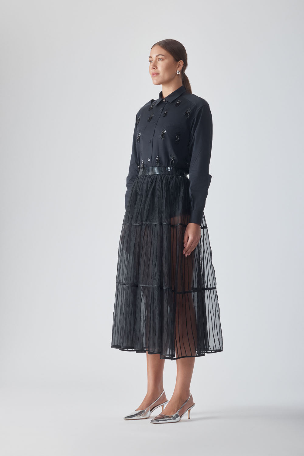 AFAF HAND-PIPED SKIRT - ROSE PETAL PRINT