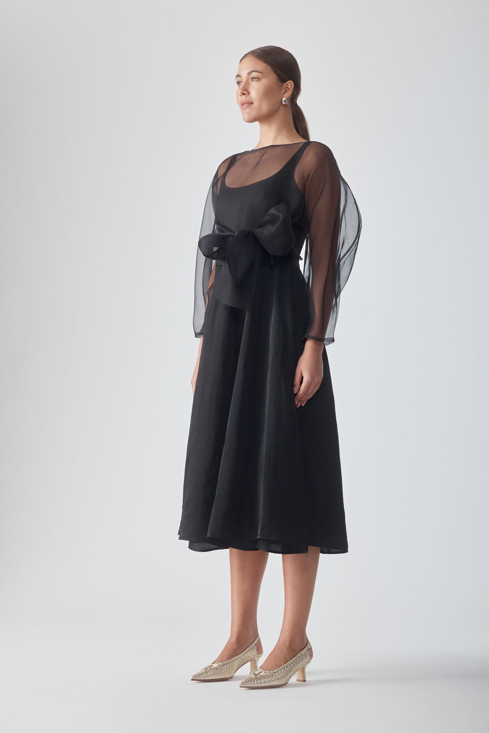 ROOHI ORGANZA TOP - NOIR