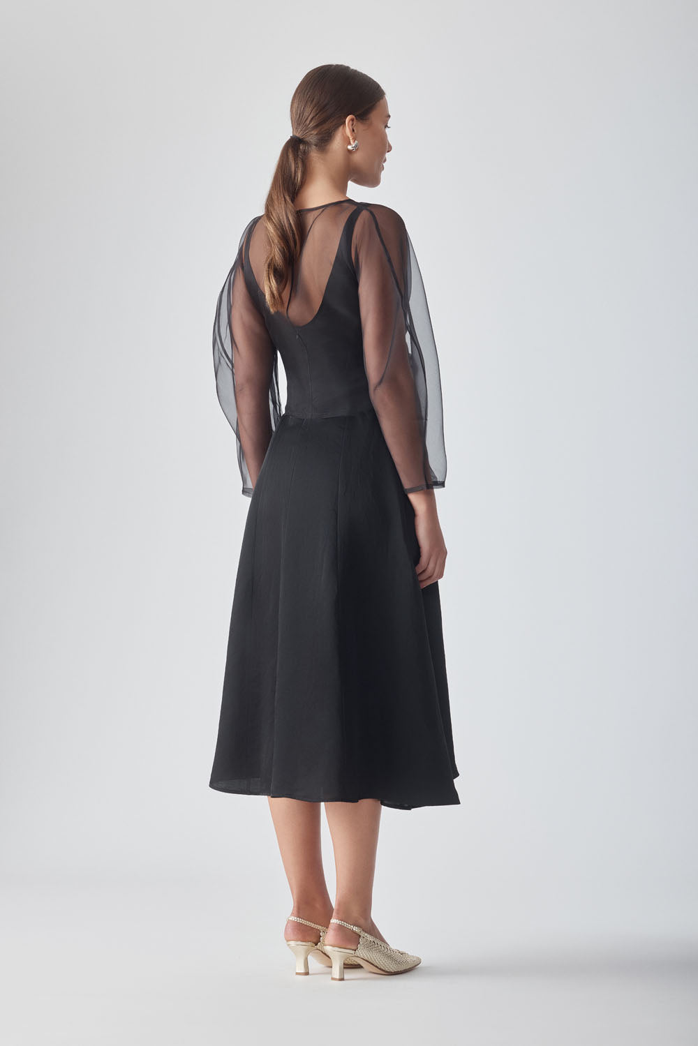 ROOHI ORGANZA TOP - NOIR