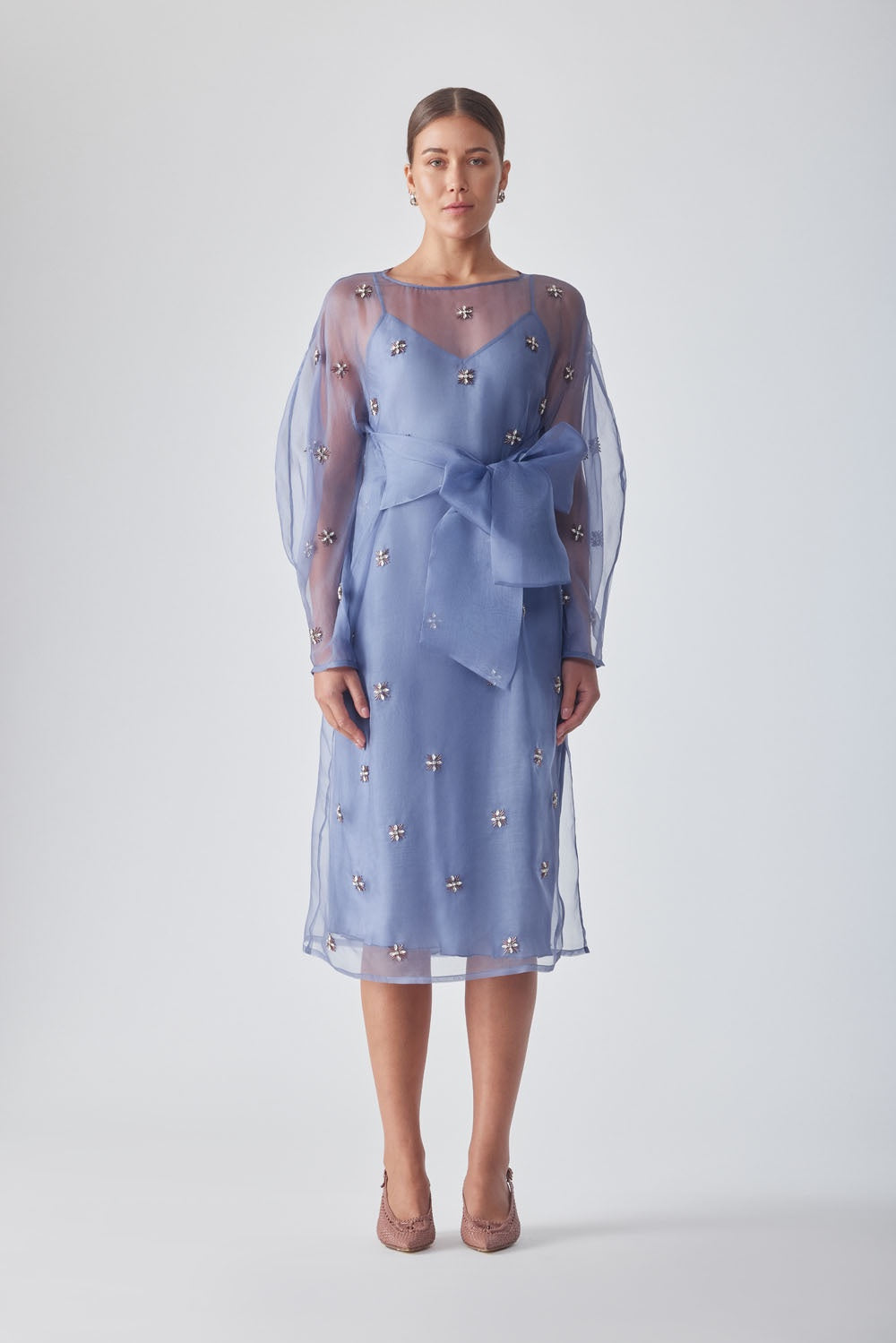 LIBA EMBELLISHED DRESS - PERIWINKLE