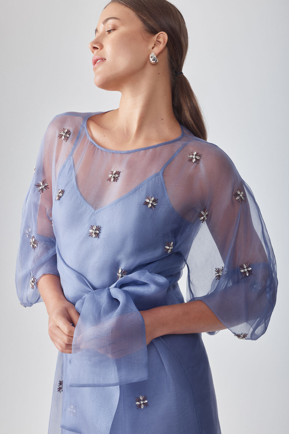 LIBA EMBELLISHED DRESS - PERIWINKLE