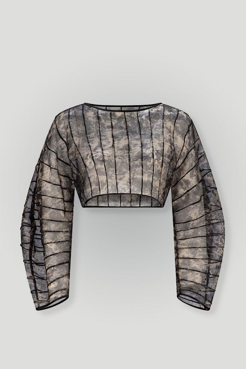 AFAF HAND-PIPED TOP - ROSE PETAL PRINT