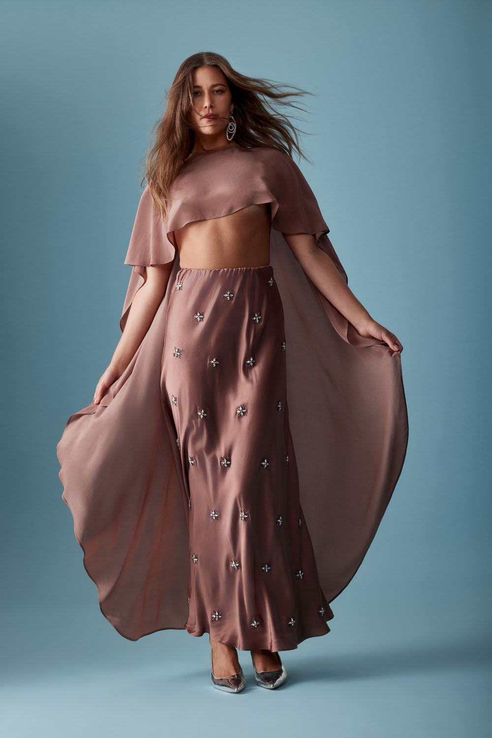 KABIRA EMBELLISHED SKIRT - MOCHA