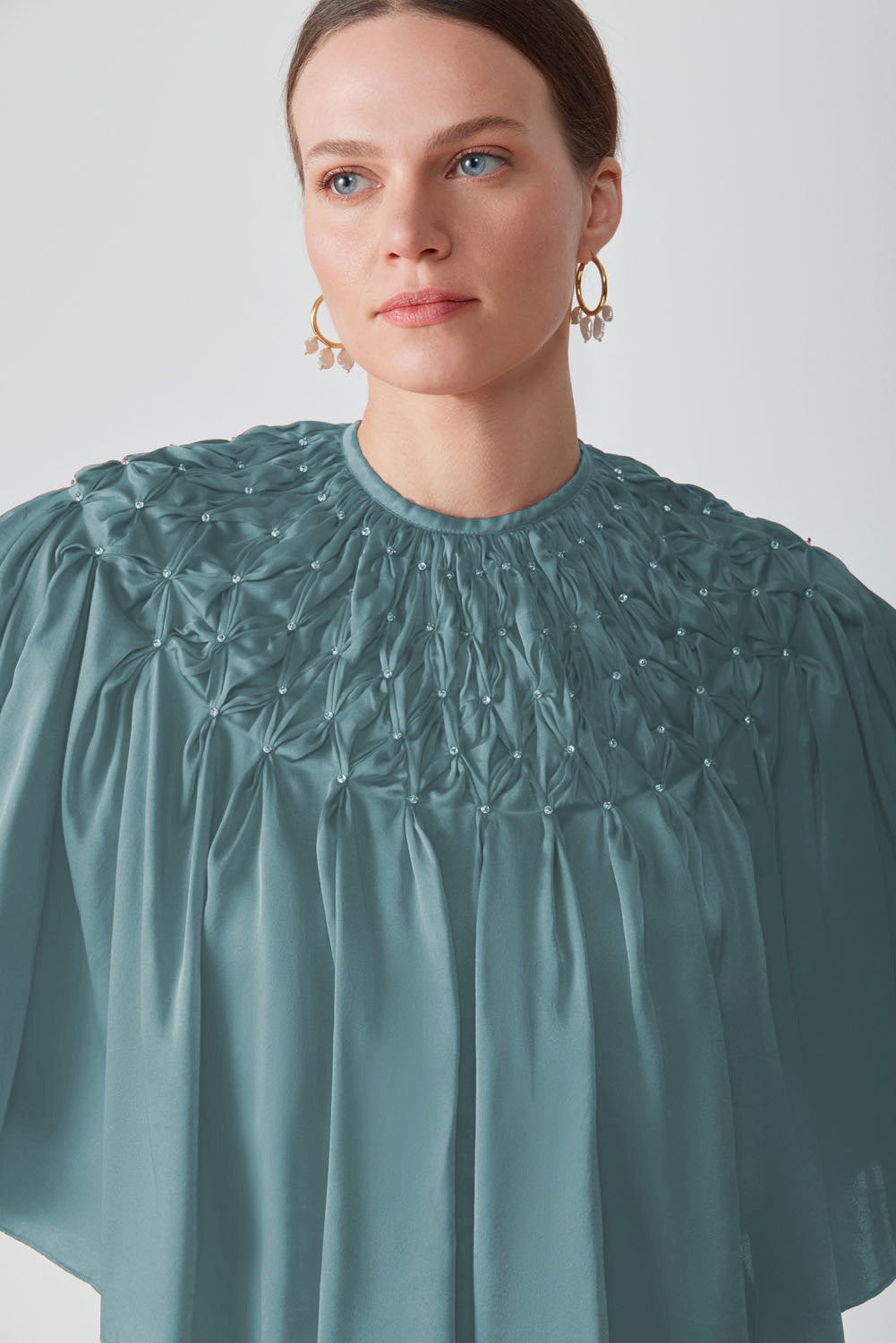 TIYA EMBELLISHED CAPE - SAXON