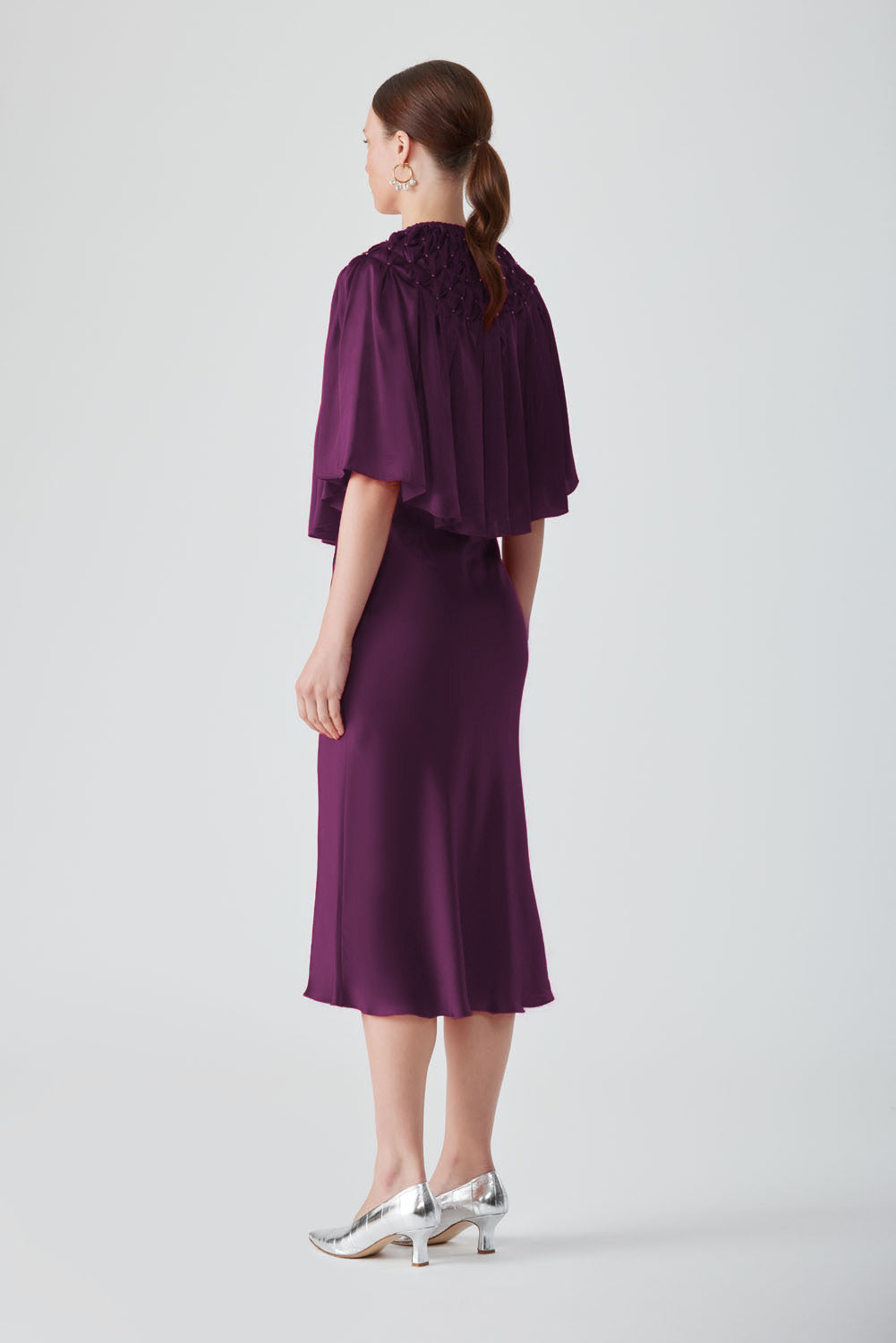 TIYA EMBELLISHED CAPE - AUBERGINE