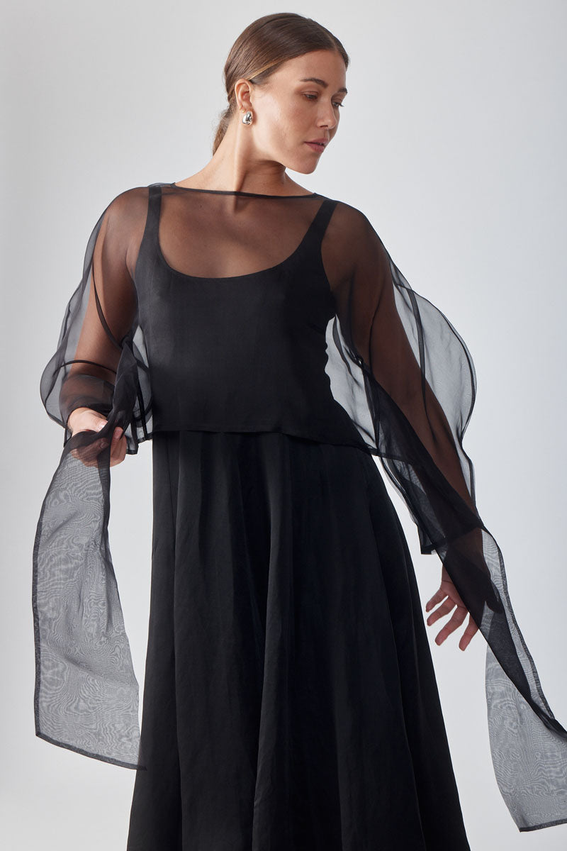 ROOHI ORGANZA TOP - NOIR