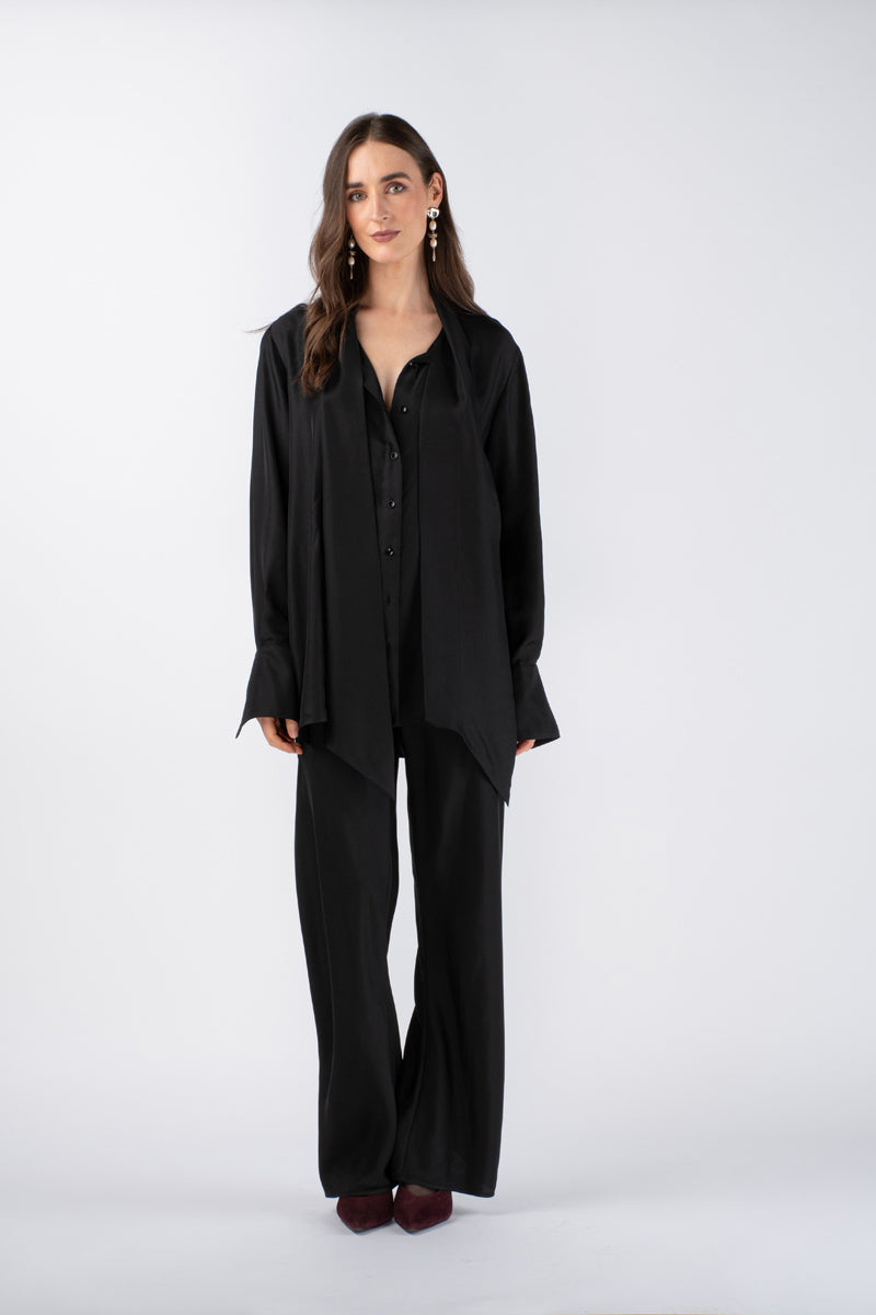 RIDA SILK TWILL SHIRT - NOIR