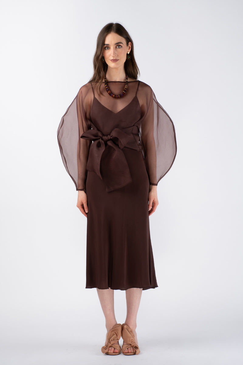 ROOHI ORGANZA TOP - GANACHE