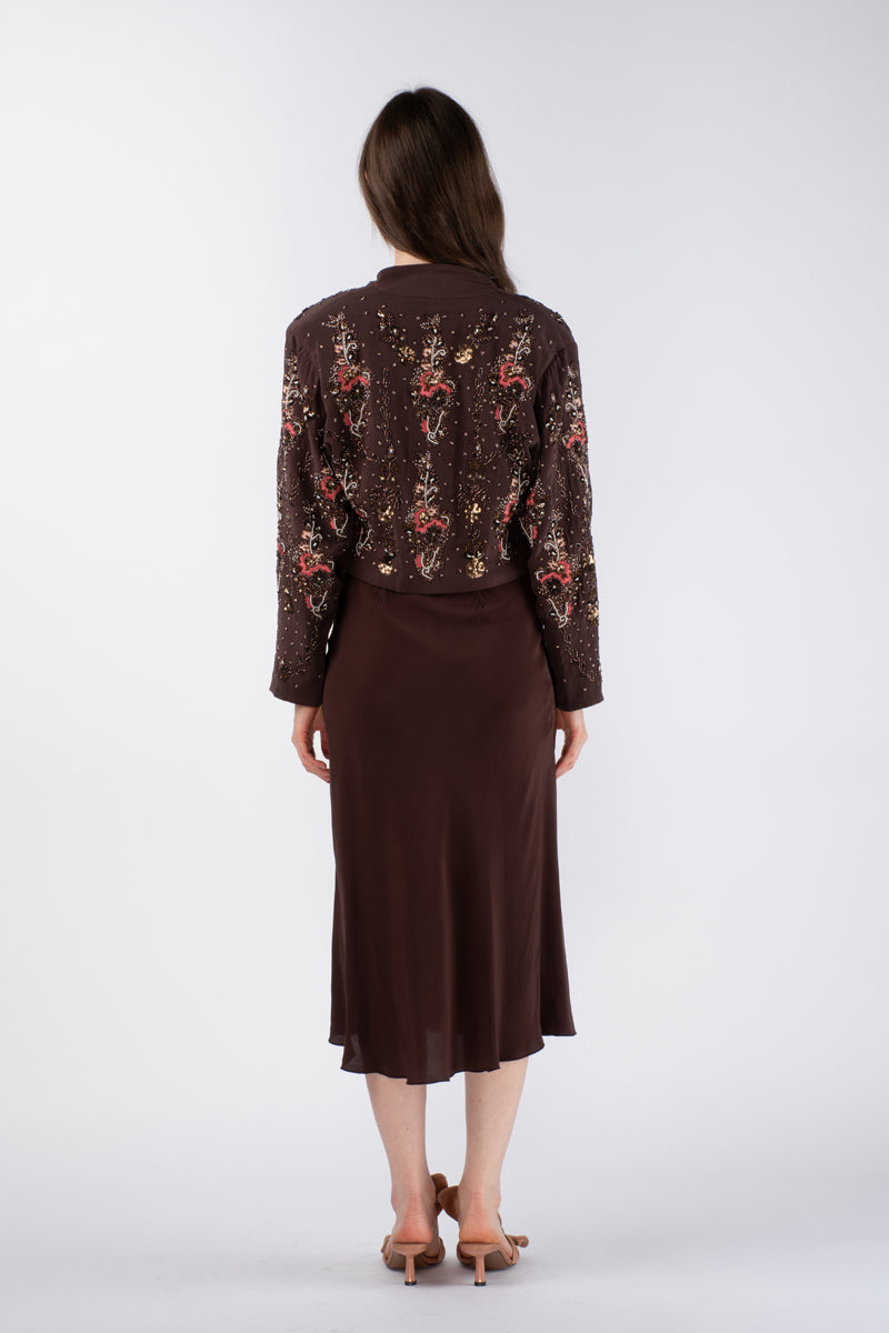 SHAAM BEADED JACKET - GANACHE