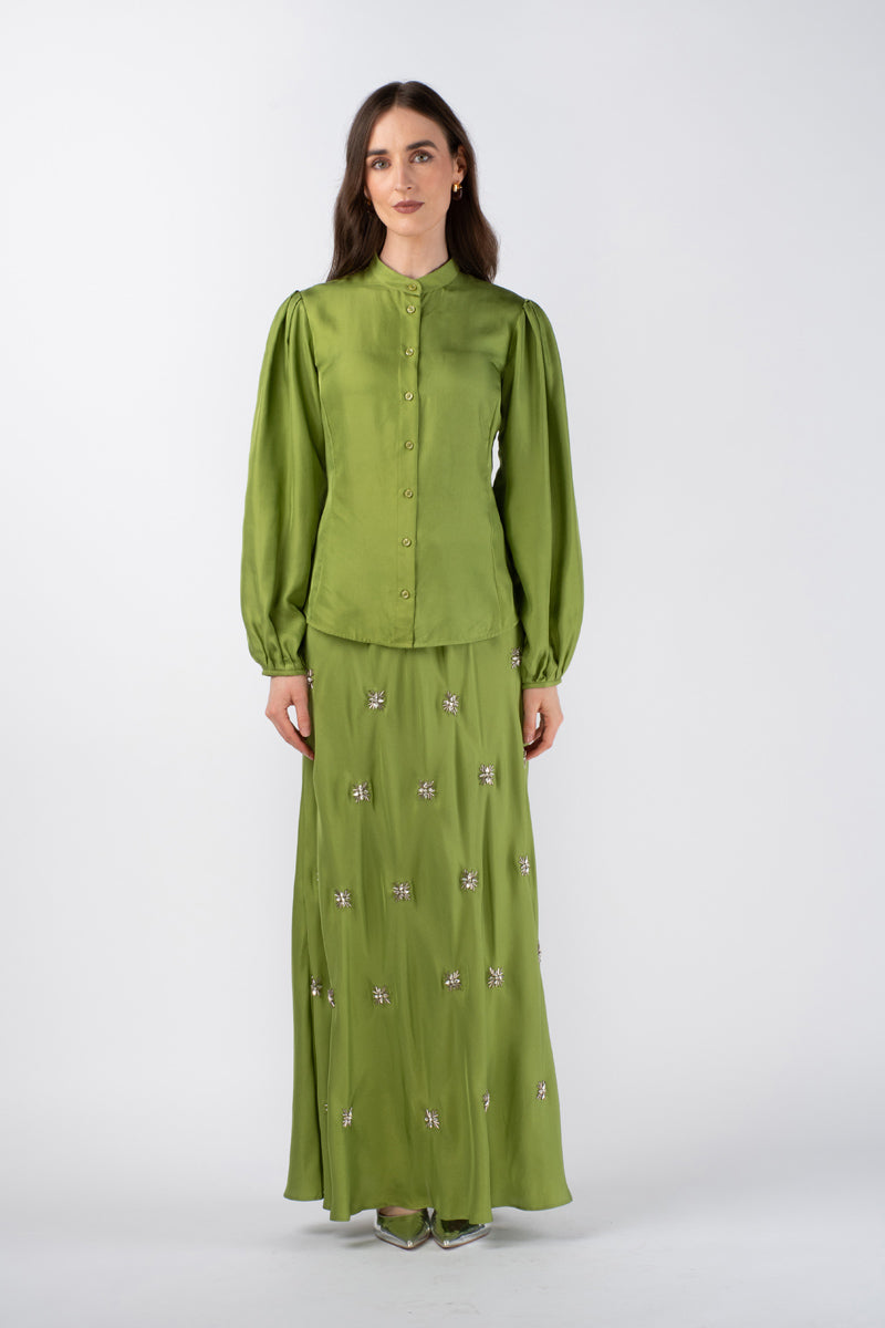 MAZIA SILK TWILL SHIRT - CITRON
