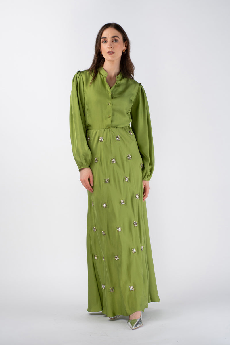 KABIRA EMBELLISHED SKIRT - CITRON