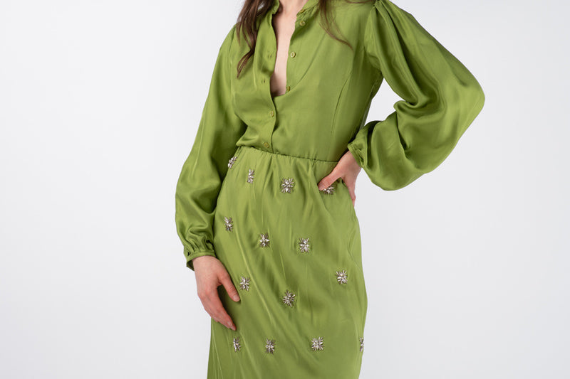 KABIRA EMBELLISHED SKIRT - CITRON