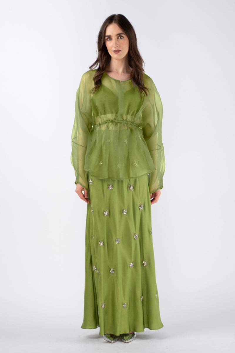 KABIRA EMBELLISHED SKIRT - CITRON