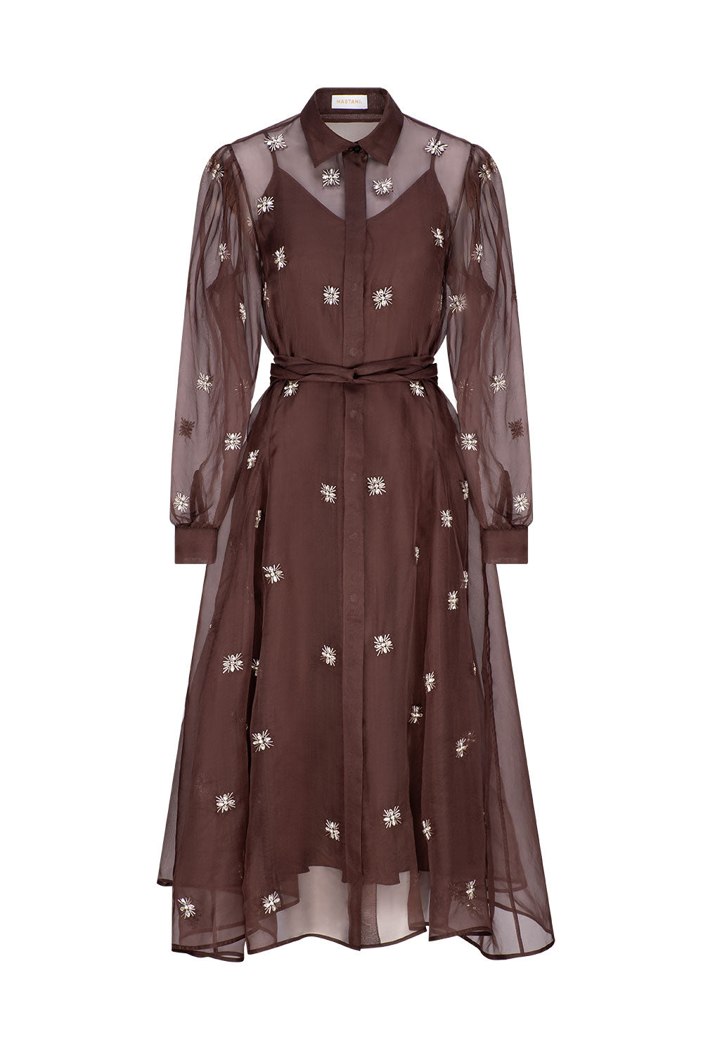 HIBA EMBELLISHED DRESS - GANACHE