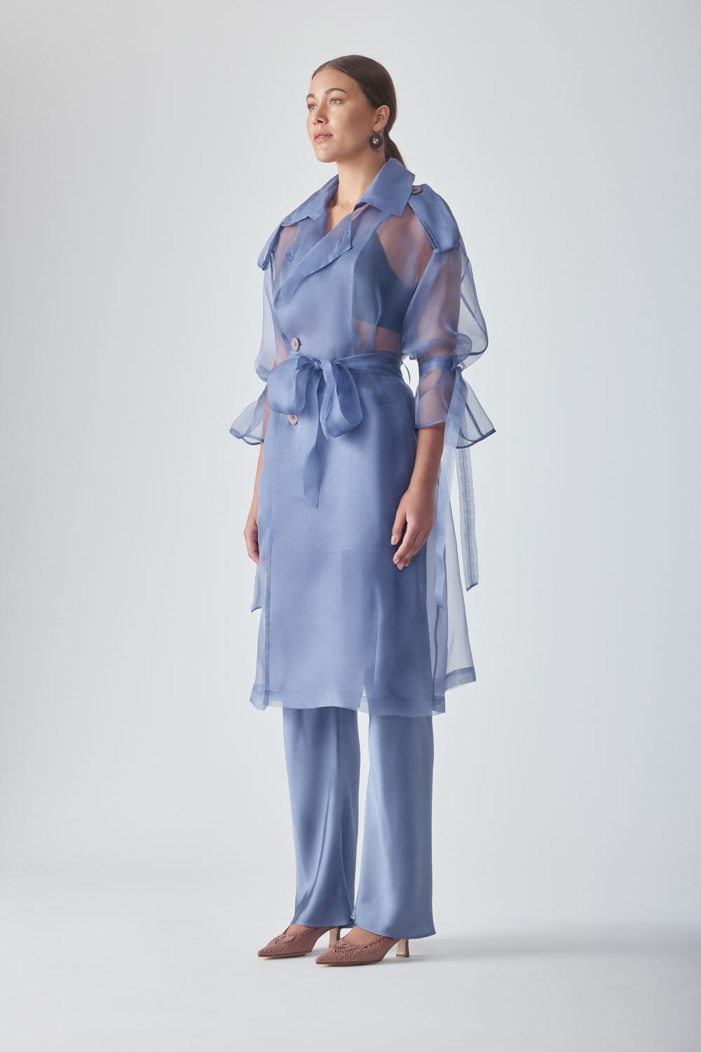 JANNAT ORGANZA TRENCH - PERIWINKLE