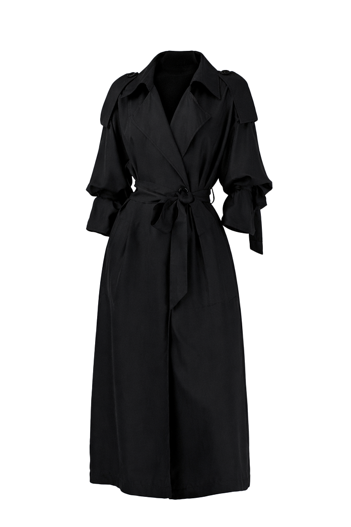 JANNAT SILK TWILL TRENCH - NOIR