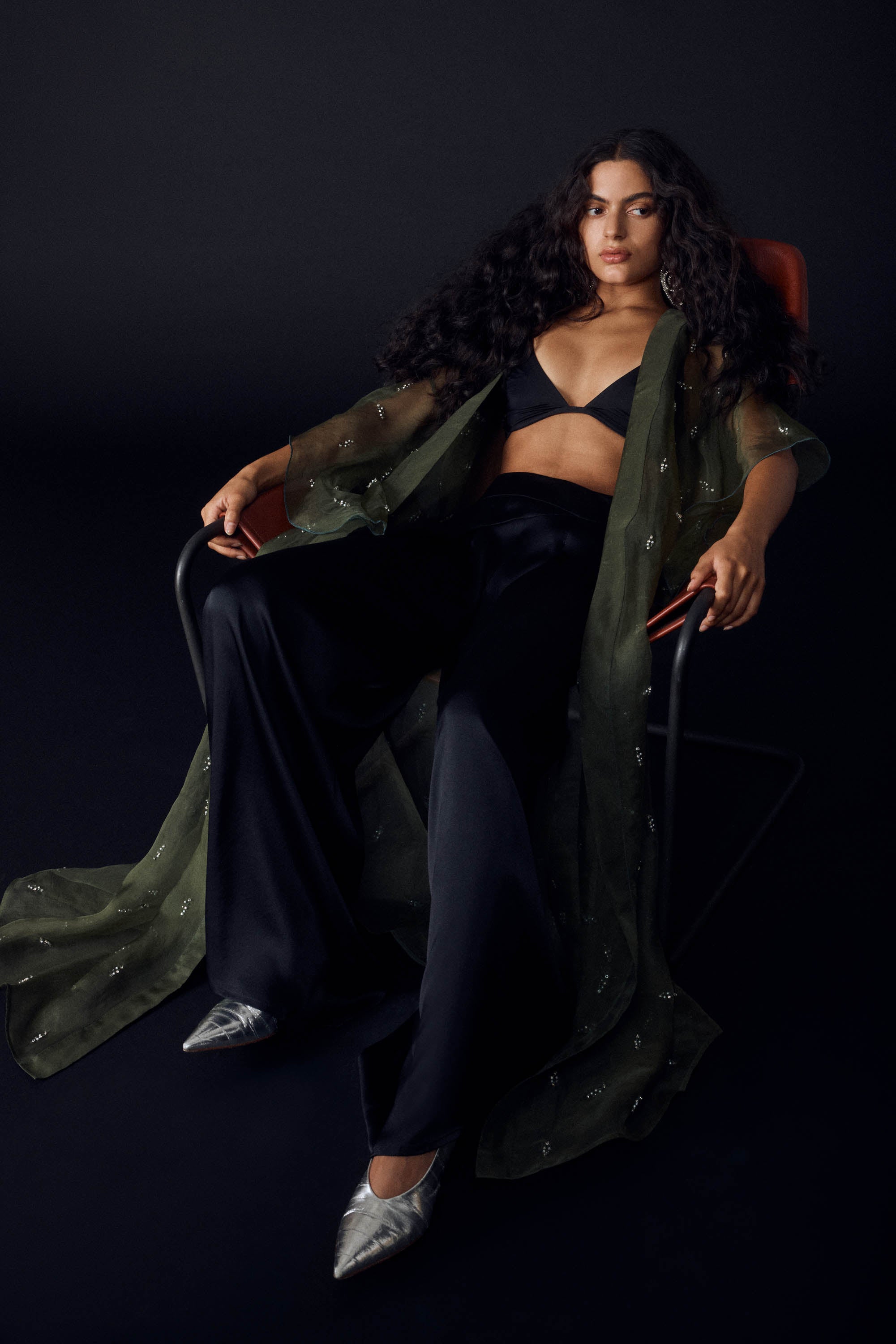 DUA EMBELLISHED KIMONO-OLIVE