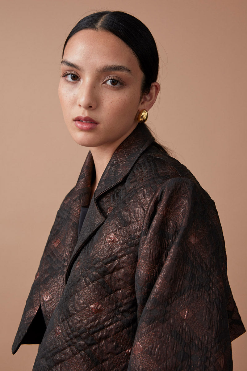 AABROO TRENCH COAT - GARNET/NOIR JACQUARD