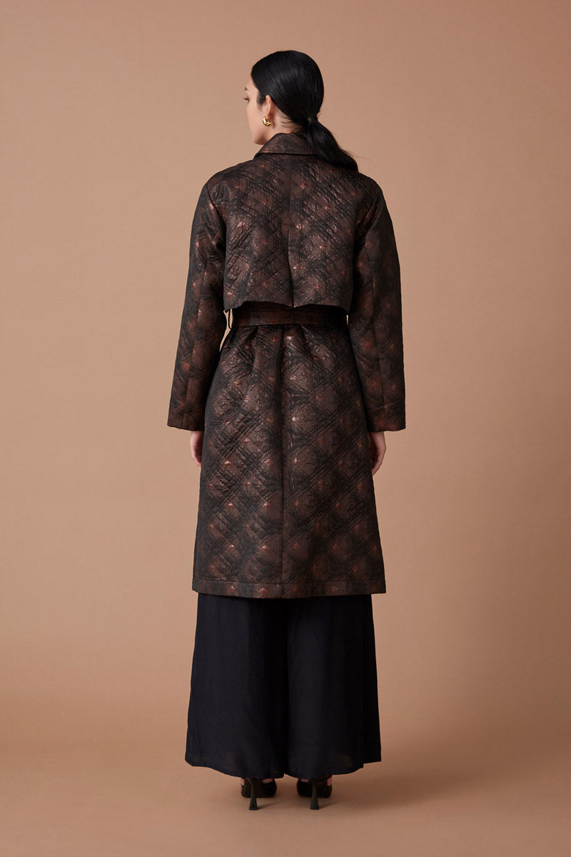 AABROO TRENCH COAT - GARNET/NOIR JACQUARD