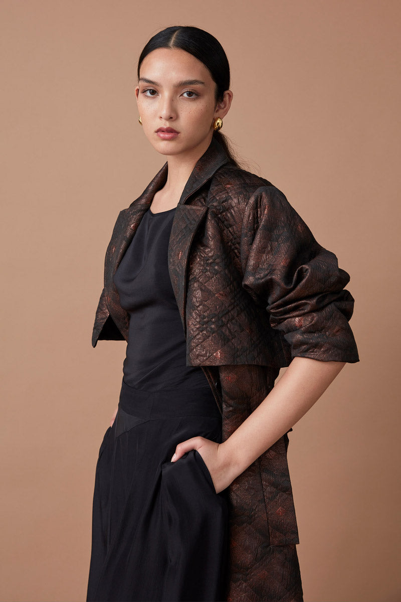AABROO TRENCH COAT - GARNET/NOIR JACQUARD