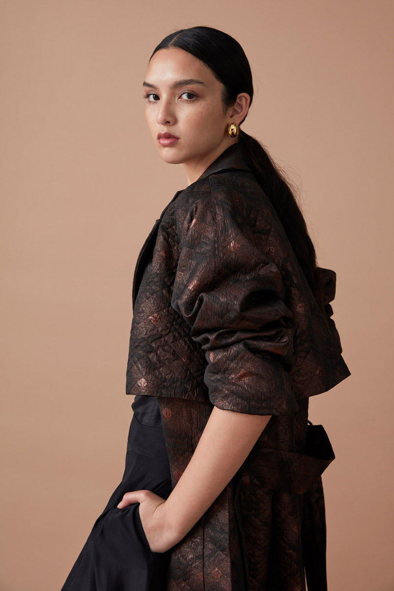 AABROO TRENCH COAT - GARNET/NOIR JACQUARD