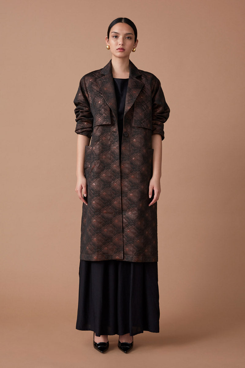 AABROO TRENCH COAT - GARNET/NOIR JACQUARD