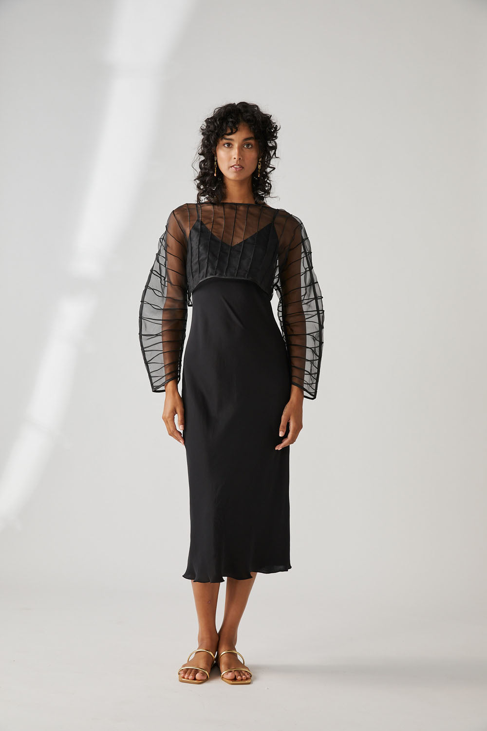 AFAF HAND-PIPED TOP - NOIR