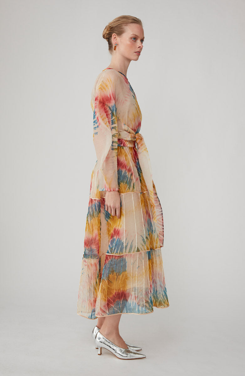 AFAF HANDPIPED SKIRT-MULTI TIE-DYE