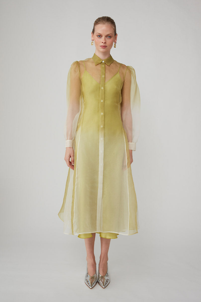 HIBA SHIRT DRESS - CHARTREUSE OMBRE