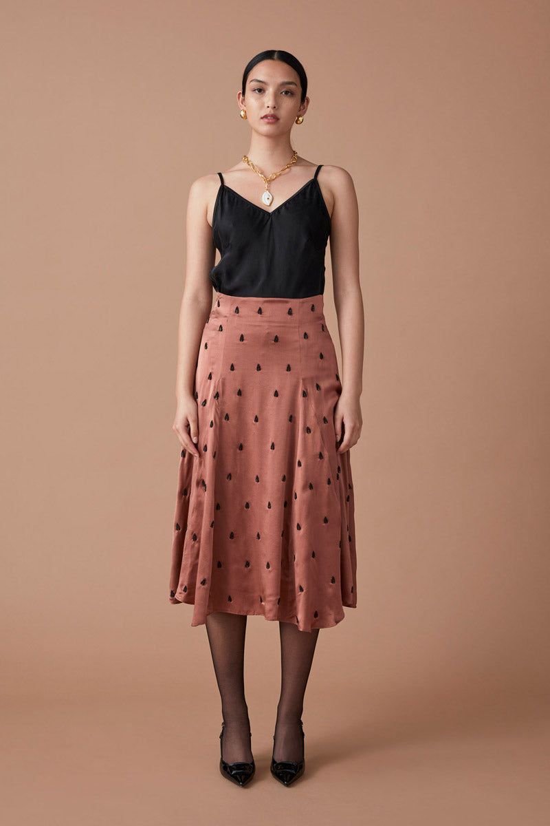 RAI BEADED SKIRT - TERRACOTTA
