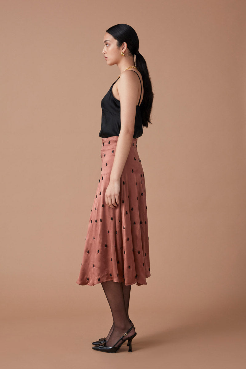 RAI BEADED SKIRT - TERRACOTTA