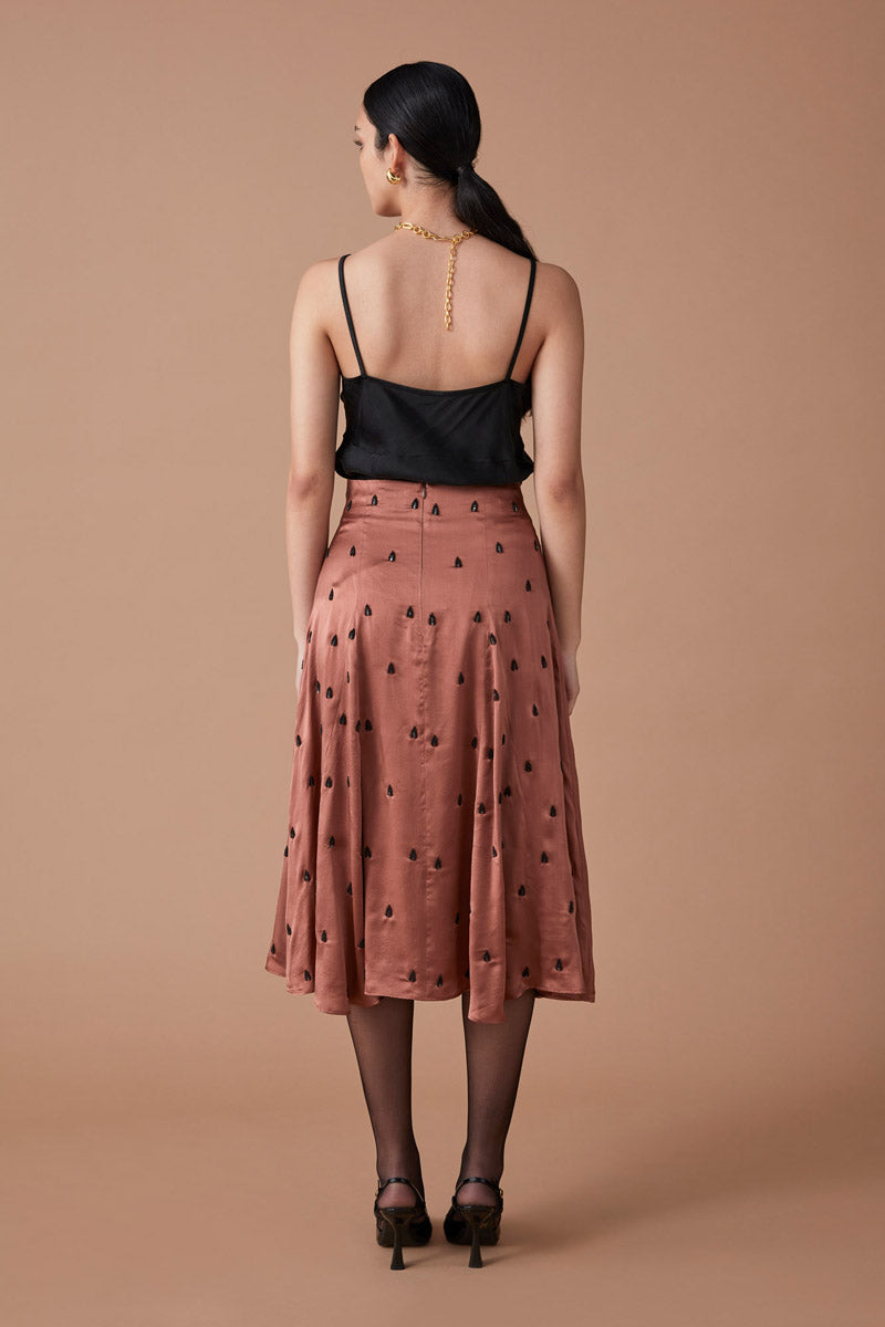 RAI BEADED SKIRT - TERRACOTTA