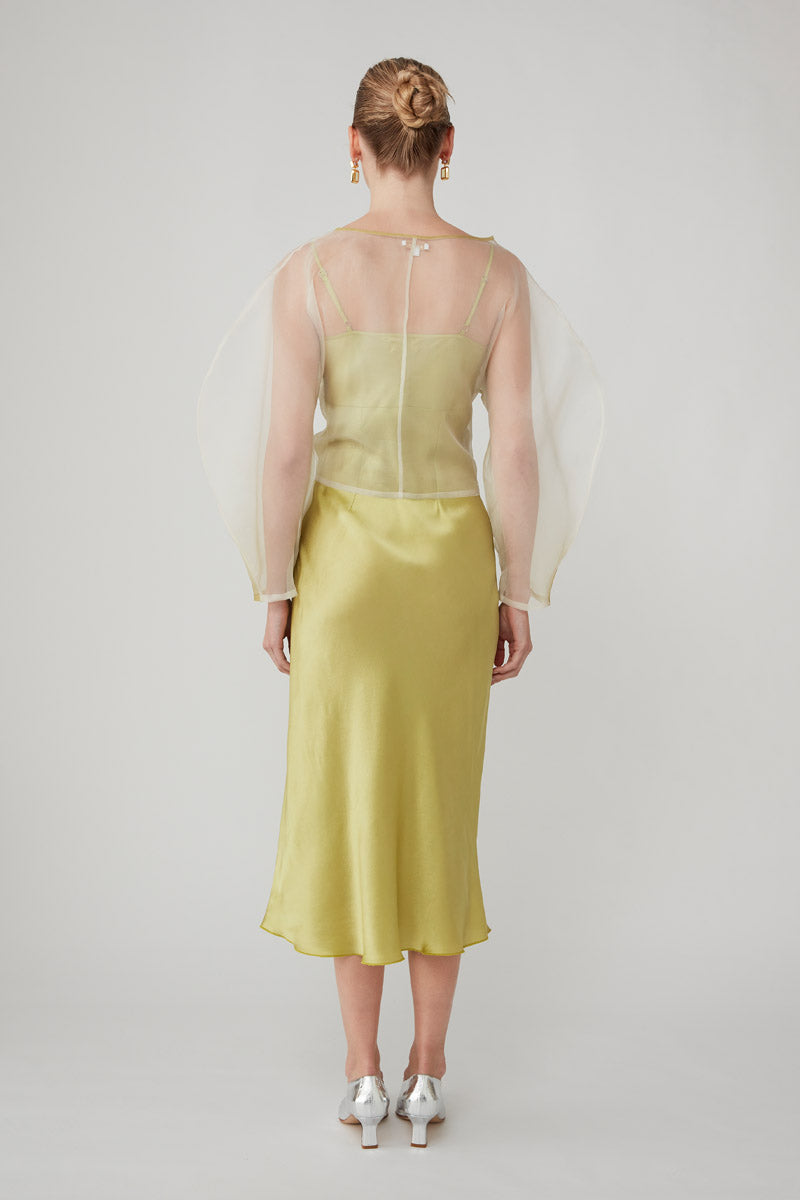 ROOHI ORGANZA WRAP TOP - CHARTREUSE OMBRE
