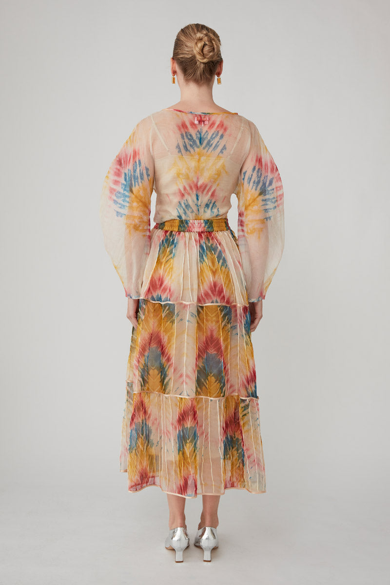ROOHI ORGANZA WRAP TOP - MULTI TIE DYE