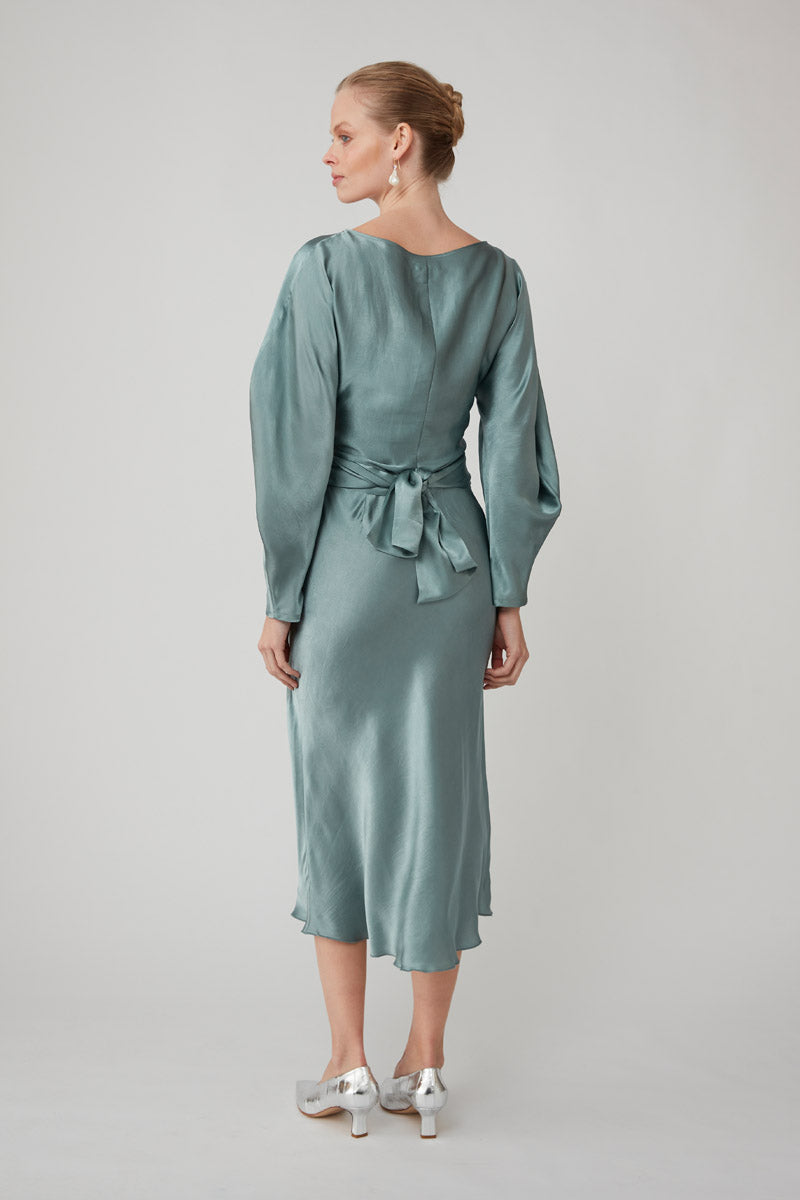 ROOHI SILK WRAP TOP - SAXON BLUE
