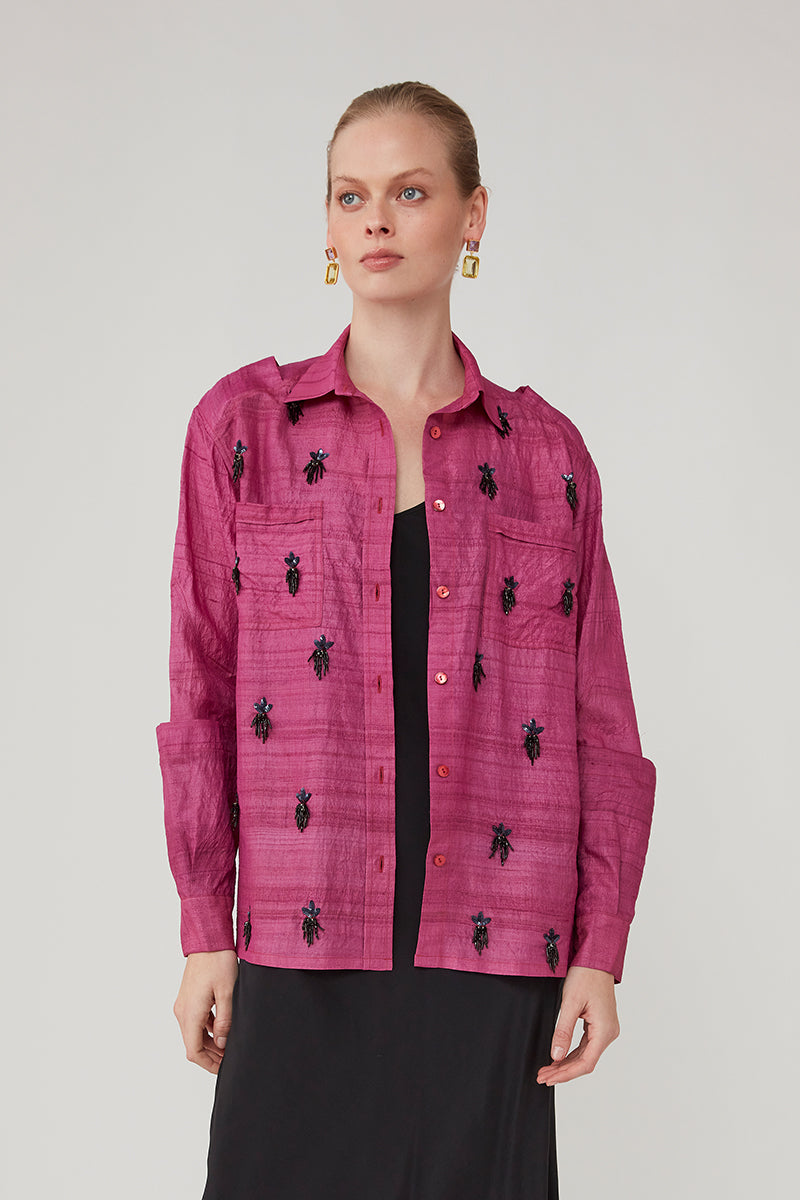 SAYA BEADED SHIRT - ORCHID