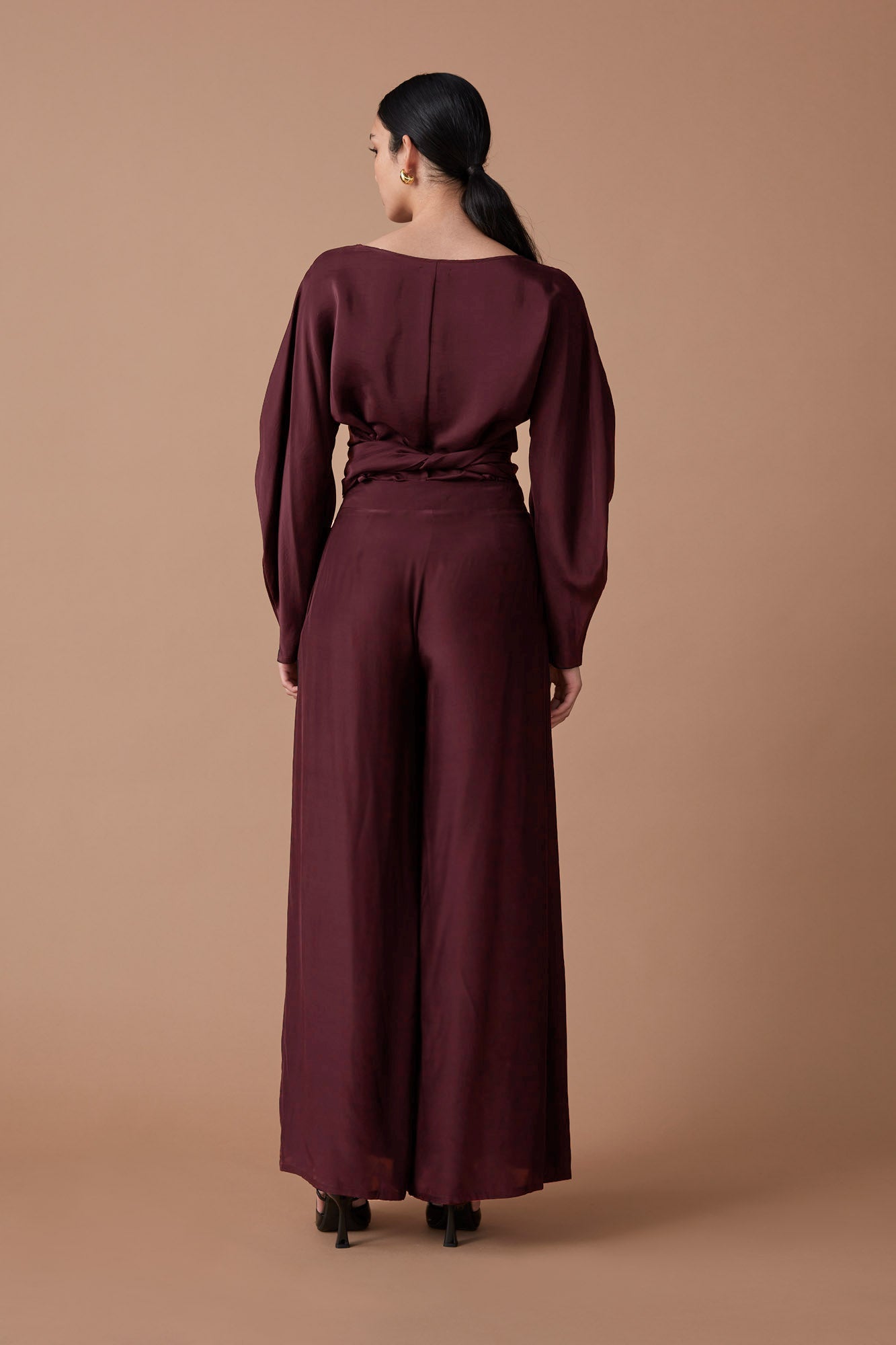 ROOHI SILK WRAP TOP - GARNET