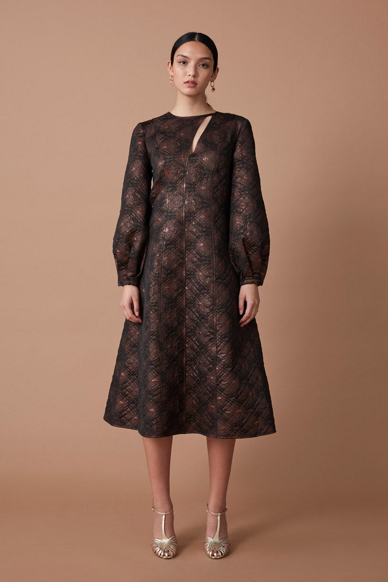 ZOHA DRESS - GARNET/NOIR JACQUARD