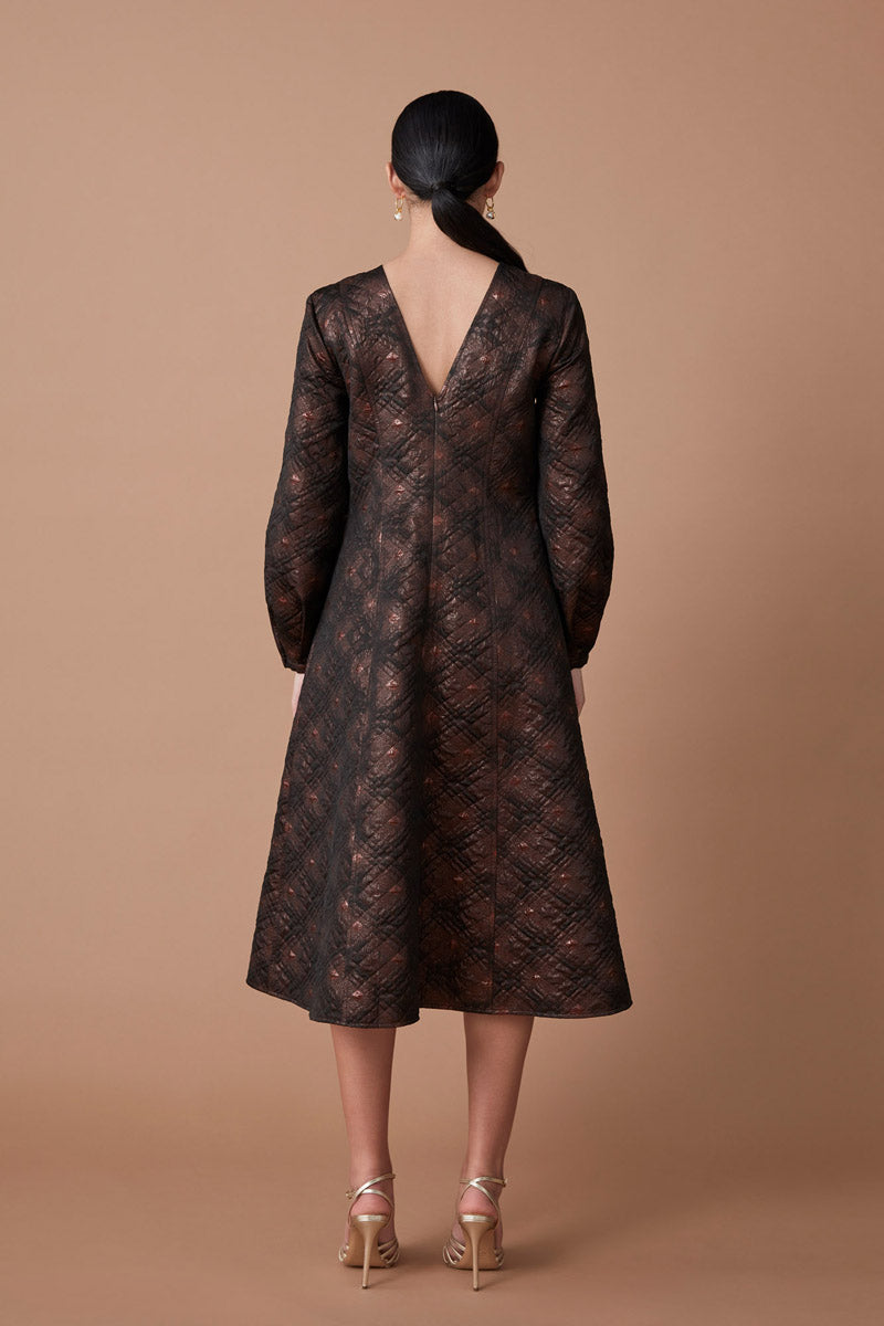 ZOHA DRESS-GARNET JAQUARD