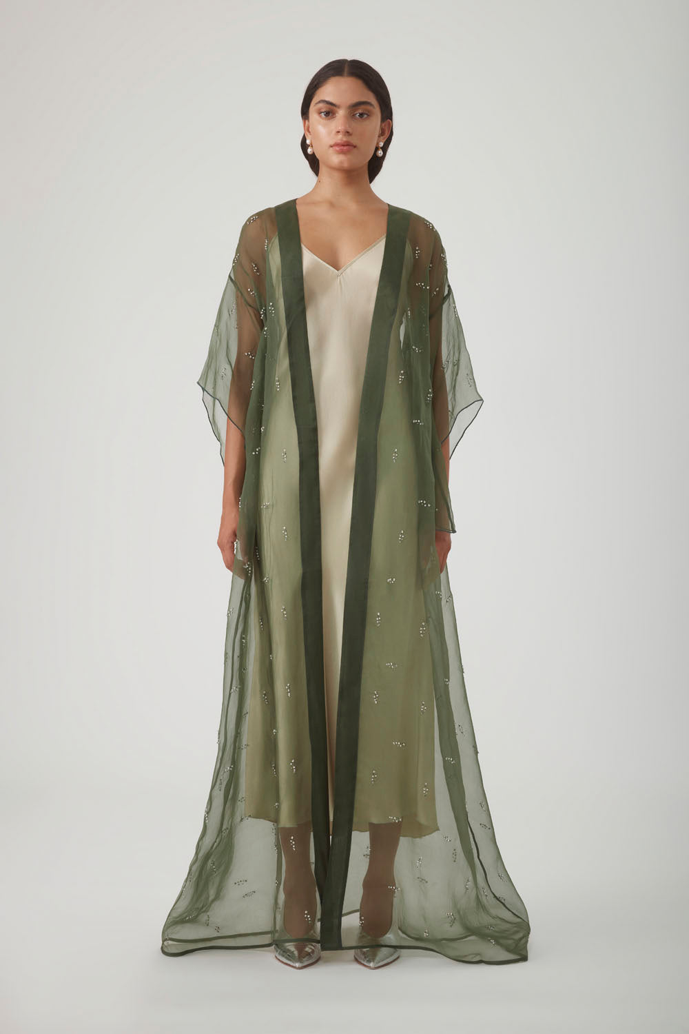 DUA EMBELLISHED KIMONO - OLIVE