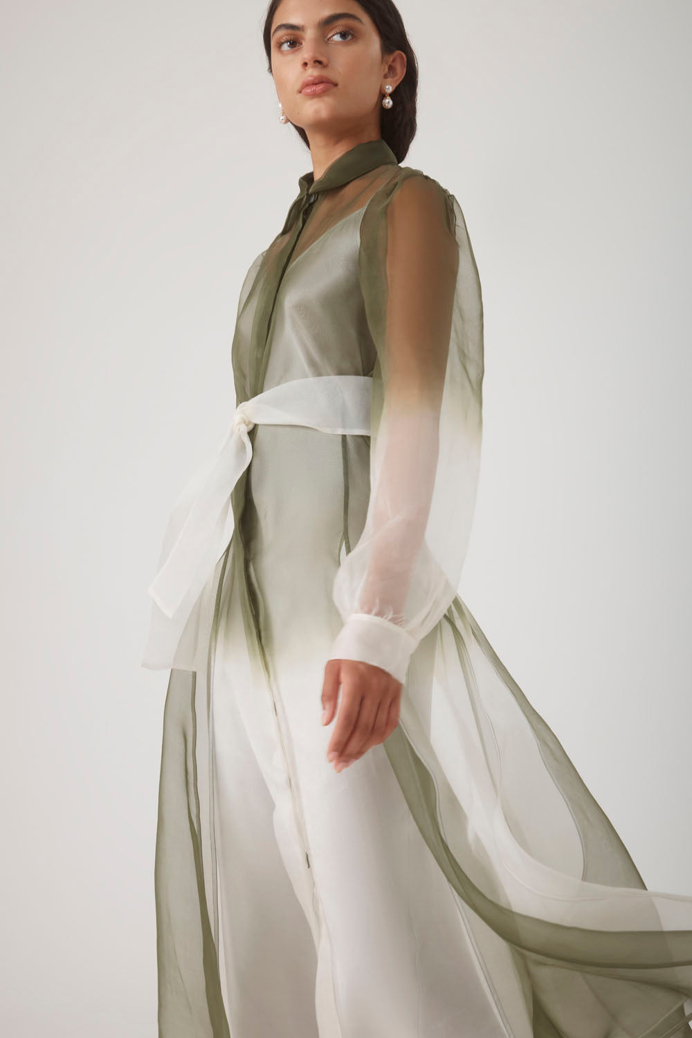 HIBA SHIRT DRESS-OLIVE OMBRE