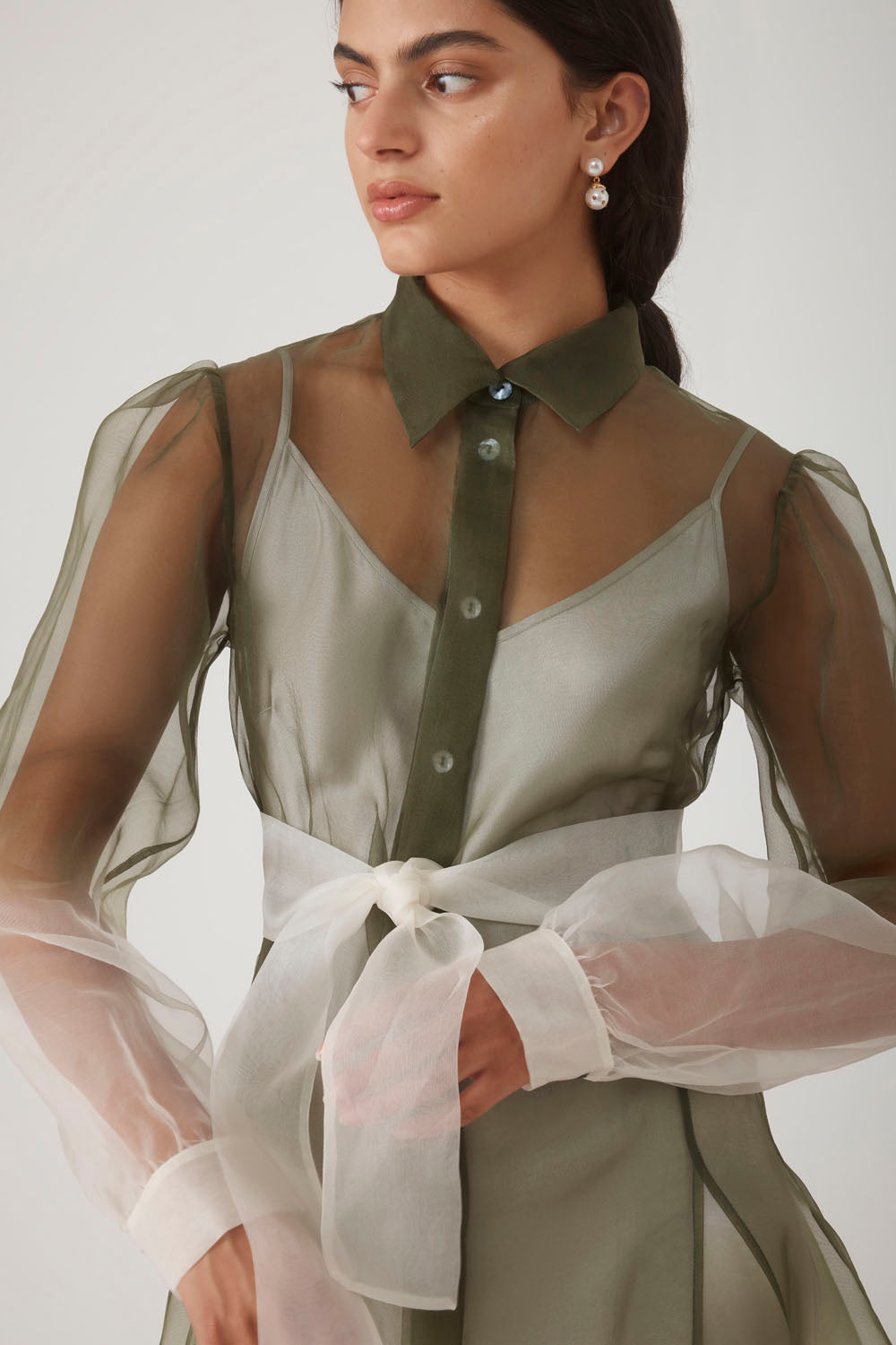 HIBA SHIRT DRESS-OLIVE OMBRE