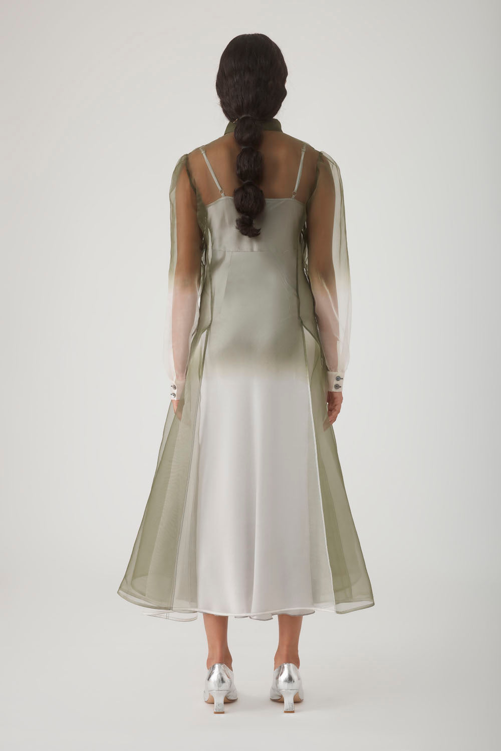 HIBA SHIRT DRESS-OLIVE OMBRE