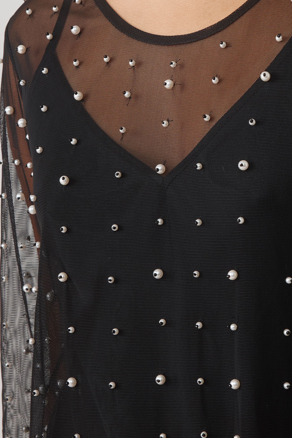 NAZMA PEARL BEADED DRESS-NOIR