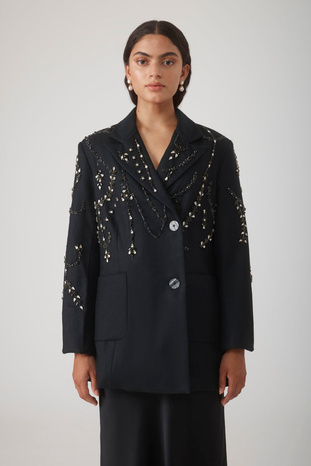 PRIYA EMBELLISHED BLAZER-NOIR