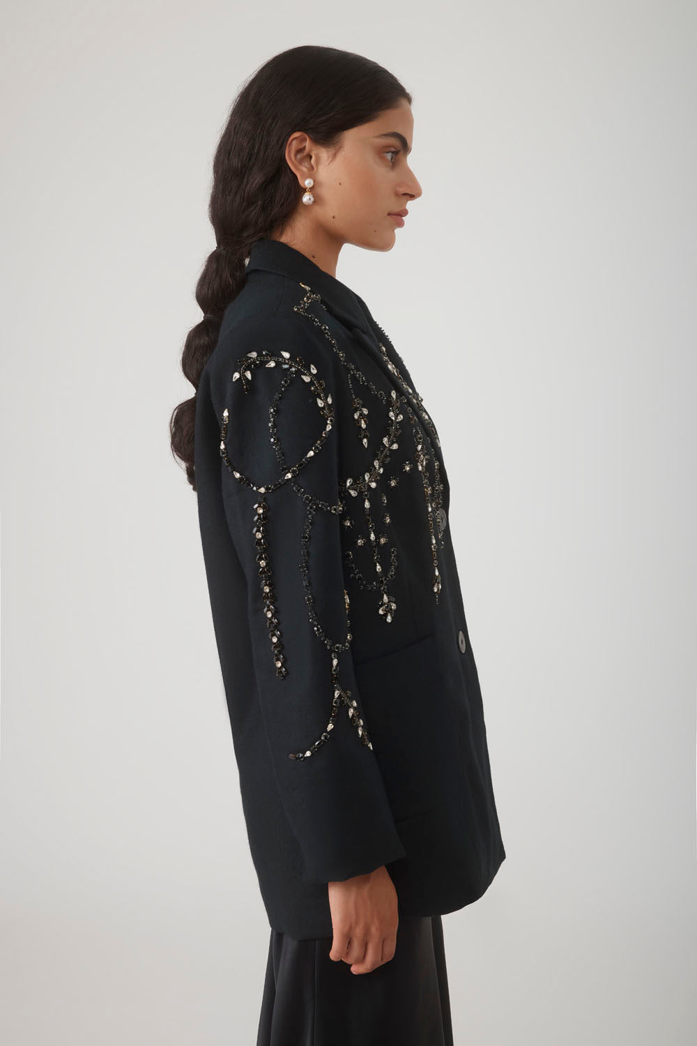 PRIYA EMBELLISHED BLAZER-NOIR