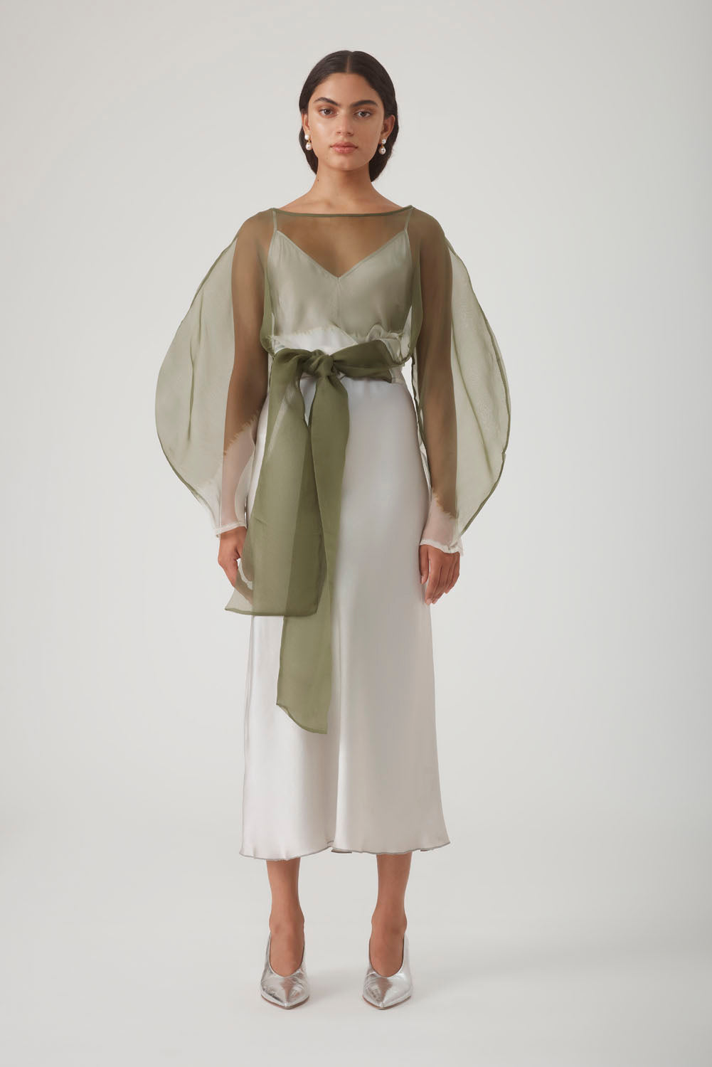 ROOHI OMBRE ORGANZA WRAP TOP